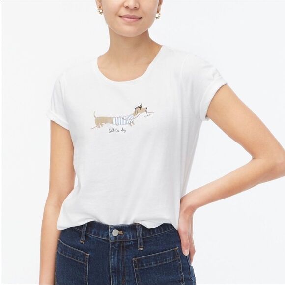 🆕J.Crew Factory Salt Tee Dog Tee XXS  - Picture 1 of 6
